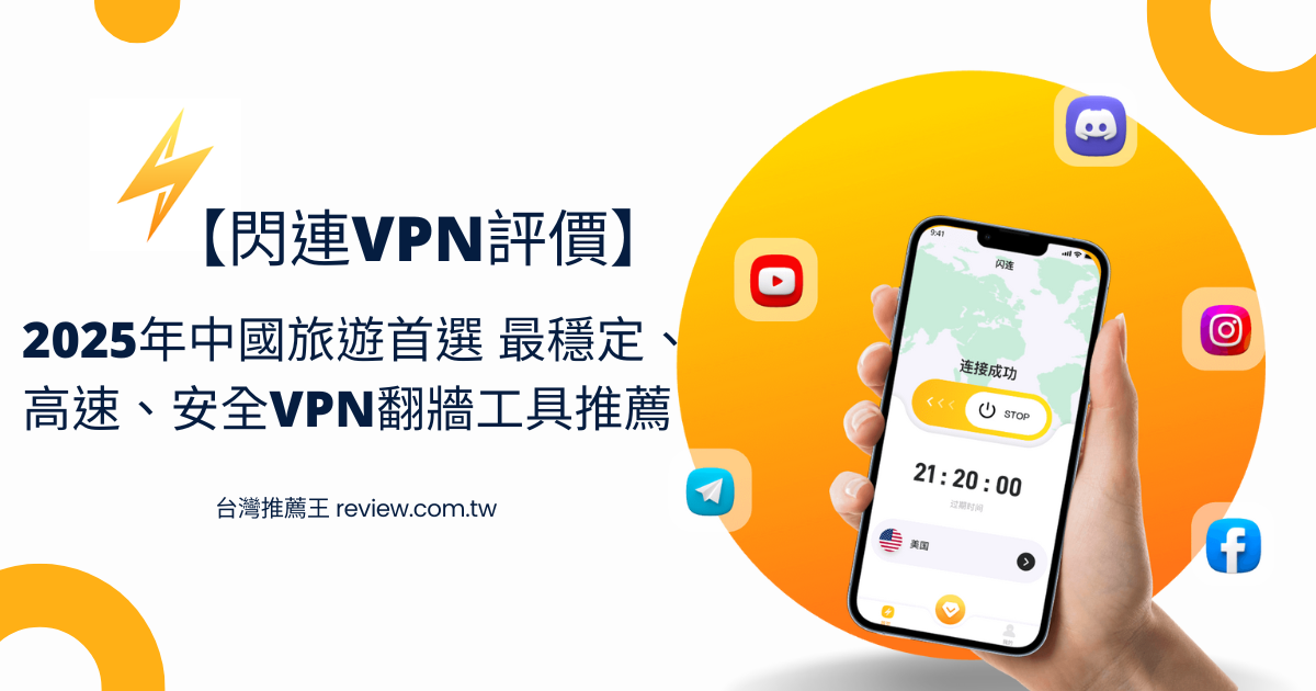 【閃連VPN評價】2026年中國旅遊首選 最穩定、高速、安全VPN翻牆工具推薦 1